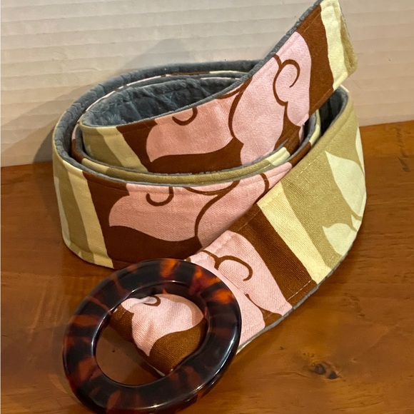 Pattern Cloth Belt with Faux Tortoise Buckle - Picture 7 of 7